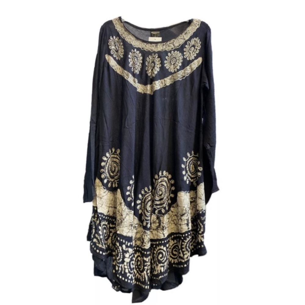 Floral Batik Tunic - Porcelain